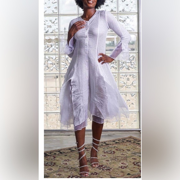 Dresses & Skirts - New Jerry T white sheer ruffle hen dress button front size m